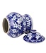Chinesische Vase mit Deckel Blau Weiß Porzellan Blüten D18xH24cm