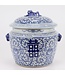 Chinese Gemberpot Blauw Wit Porselein Dubbele Blijdschap D25xH25cm