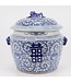 Pot à Gingembre Chinois Bleu Blanc Porcelaine Double Bonheur D25xH25cm