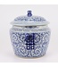 Pot à Gingembre Chinois Bleu Blanc Porcelaine Double Bonheur D25xH25cm