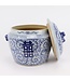 Pot à Gingembre Chinois Bleu Blanc Porcelaine Double Bonheur D25xH25cm