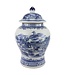 Tarro de Jengibre Chino Templo Porcelana Paisaje Azul Blanca D29xAlto48cm