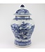 Tarro de Jengibre Chino Templo Porcelana Paisaje Azul Blanca D29xAlto48cm