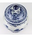 Chinesische Deckelvase Blau Weiß Porzellan Landschaft D29xH48cm