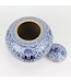 Chinesische Deckelvase Blau Weiß Porzellan Doppeltes Glück D22xH22cm
