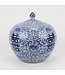 Tarro de Jengibre Chino Templo Porcelana Doble Felicidad Azul Blanca D22xAlto22cm