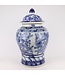 Chinese Gemberpot Blauw Wit Porselein Chinese Pioenrozen D28xH48cm