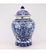 Fine Asianliving Tarro de Jengibre Chino Templo Porcelana Peonías Chinas Azul Blanca D28xAlto48cm