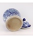 Tarro de Jengibre Chino Templo Porcelana Peonías Chinas Azul Blanca D28xAlto48cm