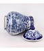 Chinesische Vase mit Deckel Blauweiß Porzellan Chinesische Pfingstrosen D28xH48cm