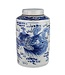 Pot à Gingembre Chinois Bleu Blanc Porcelaine Peint À La Main Dragon Phénix D26xH40cm
