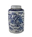 Chinesische Deckelvase Blau Weiß Porzellan Handbemalt Drachen Phönix D26xH40cm