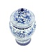 Tarro de Jengibre Chino Templo Porcelana Rosas Chinas Azul Blanca D25xAlto46cm
