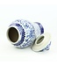 Tarro de Jengibre Chino Templo Porcelana Rosas Chinas Azul Blanca D25xAlto46cm