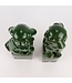 Chinese Foo Dogs Set/2 Porcelain Green Handmade D10xH27cm