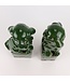 Chinois Foo Dogs Set/2 Porcelaine Verte Fait Main D10xH27cm