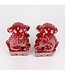 Chinese Foo Dogs Set/2 Porcelain Red Handmade D10xH27cm