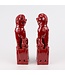 Set Cani Pippo Cinese/2 Porcellana Rosso Fatto A Mano D10xH27cm