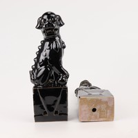 Chinese Foo Dogs Set/2 Porselein Zwart Handgemaakt D10xH27cm
