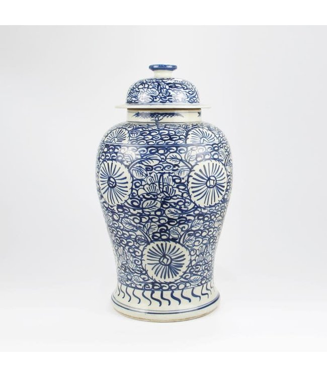 Pot à Gingembre Chinois Bleu Blanc Porcelaine Peint À La Main D27xH47cm