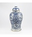 Fine Asianliving Chinesische Vase mit Deckel Blau Weiß Porzellan Handbemalt D27xH47cm