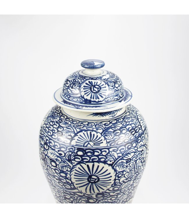 Ginger Jar Cinese Porcellana Blu Bianco Dipinto a Mano D27xH47cm