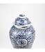 Chinesische Vase mit Deckel Blau Weiß Porzellan Handbemalt D27xH47cm