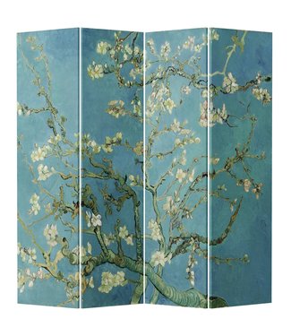 Fine Asianliving Paravento Separè Divisorio Interno L160xA180cm Van Gogh Ramo di Mandorlo Fiorito 4 Pannelli