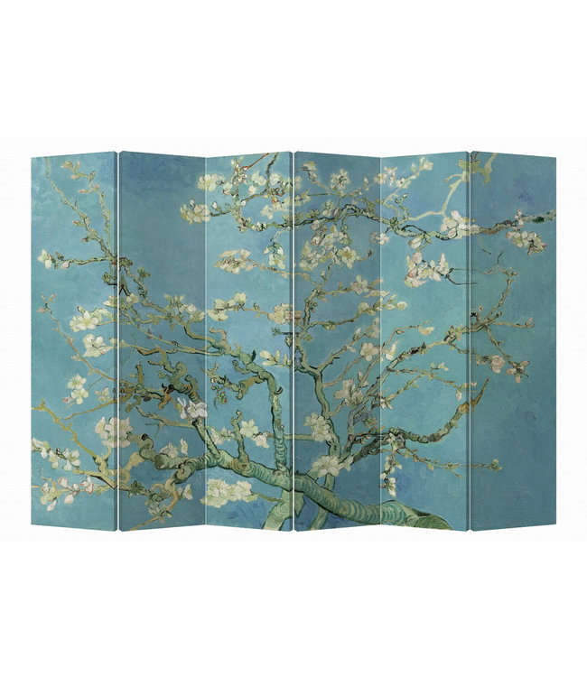 Paravent Interieur L240xH180cm Cloison Amovible 6 Panneaux Van Gogh Fleurs d'Amande