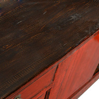 Antikes Chinesisches Sideboard Rot Glänzend B276xT44xH90cm