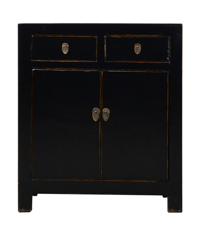 Antique Chinese Cabinet Black High Gloss W77xD39xH90cm