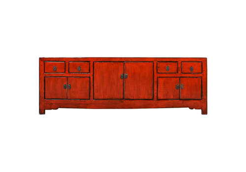 Fine Asianliving Antique Chinese TV Cabinet Red Glossy W171xD42xH60cm