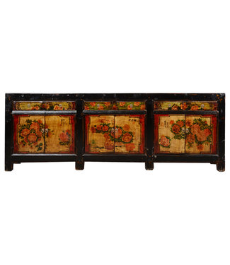 Fine Asianliving Credenza Antica Cinese Dipinta a Mano L256xP39xA90cm