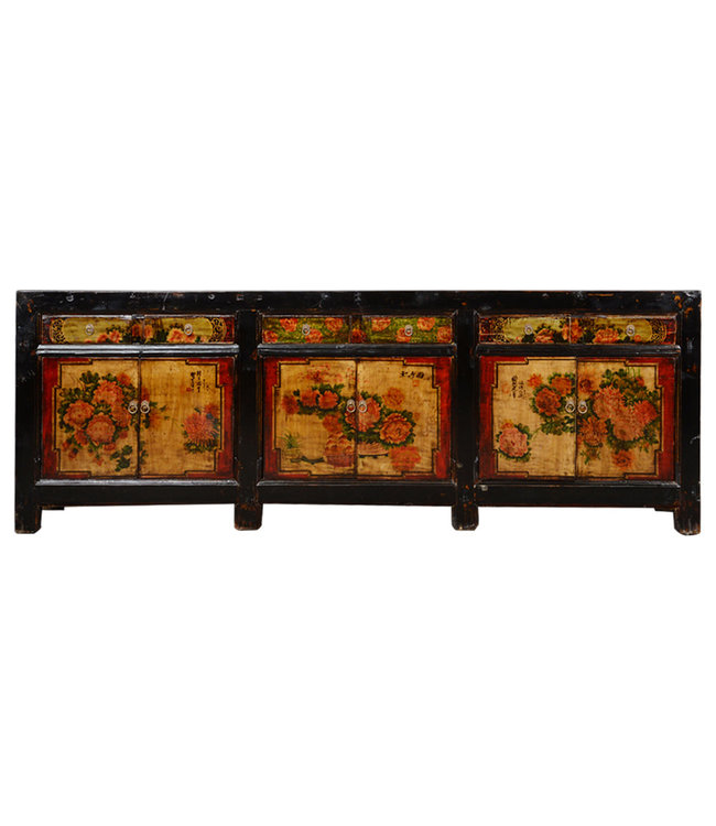 Buffet Chinois Antique Peint à la Main L256xP39xH90cm