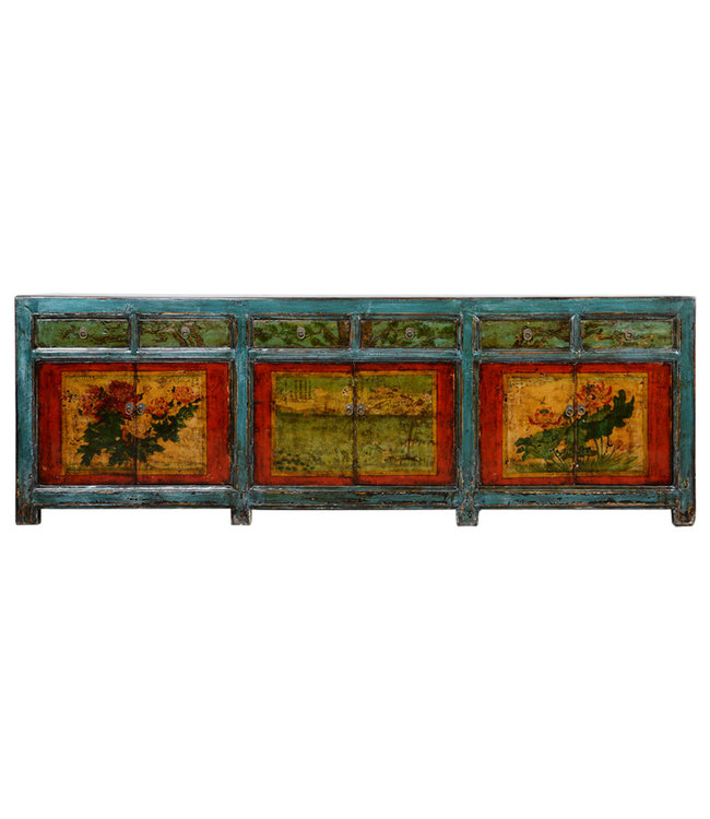 Buffet Chinois Antique Peint à la Main L250xP47xH85cm