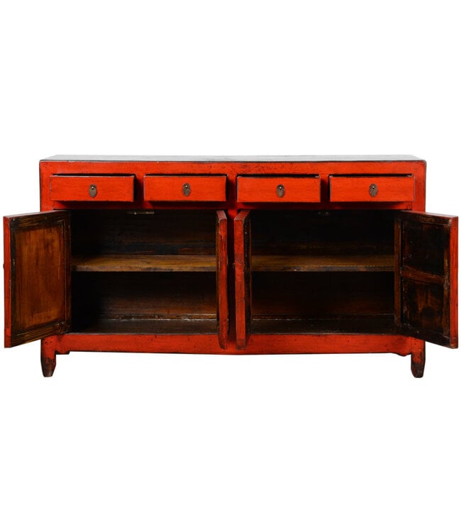 Antique Chinese Sideboard Red High Gloss W152xD40xH88cm