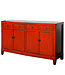 Credenza Cinese Antica Rossa Lucida L152xP40xA88cm
