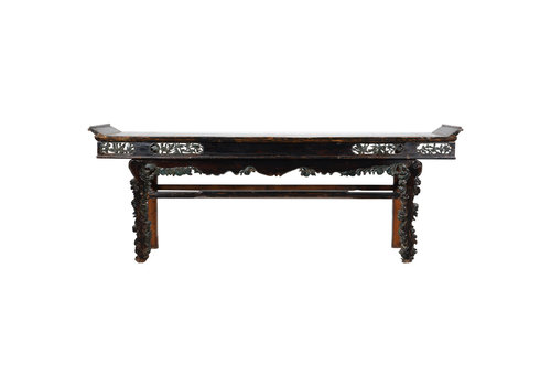 Fine Asianliving Table d'autel Chinoise Ancien Sculptée à La Main L233xP40xH89cm