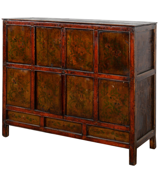 Armadio Tibetano Antico Dipinto a Mano L120xP45xA114cm