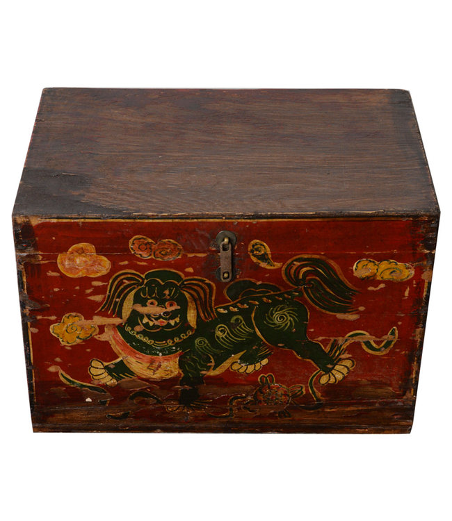 Antique Chinese Box Handpainted Chinese Myth W42xD35xH25cm