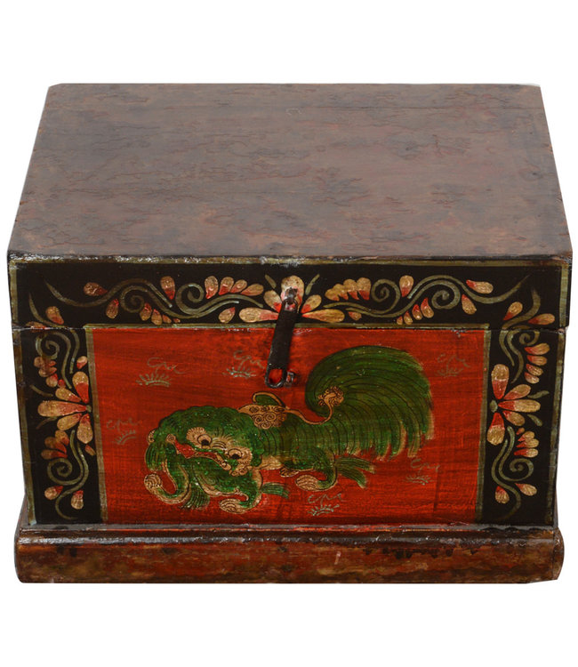 Antique Chinese Box Handpainted Chinese Myth W42xD35xH25cm