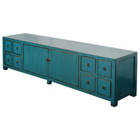 Mueble de TV Chino Antiguo Verde Azulado Brillante An200xP40xAl50cm