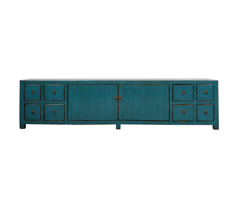 Mueble de TV Chino Antiguo Verde Azulado Brillante An200xP40xAl50cm