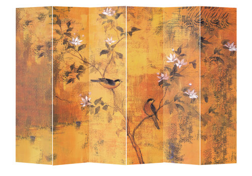 Fine Asianliving Room Divider Privacy Screen 6 Panel Vintage Blossoms W240xH180cm