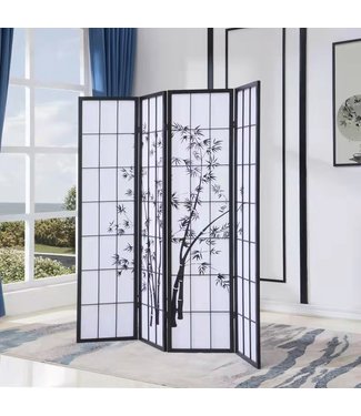 Fine Asianliving Japans Kamerscherm Shoji B180xH180cm Scheidingswand Zwart - Bamboo