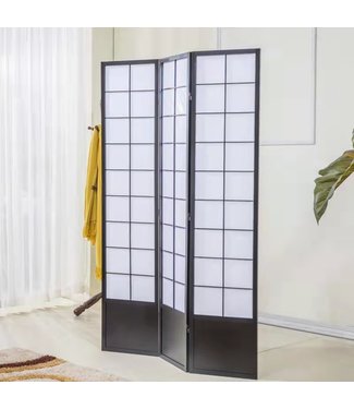 Fine Asianliving Paravento Giapponese Shoji L135xA180cm Nero - Miura