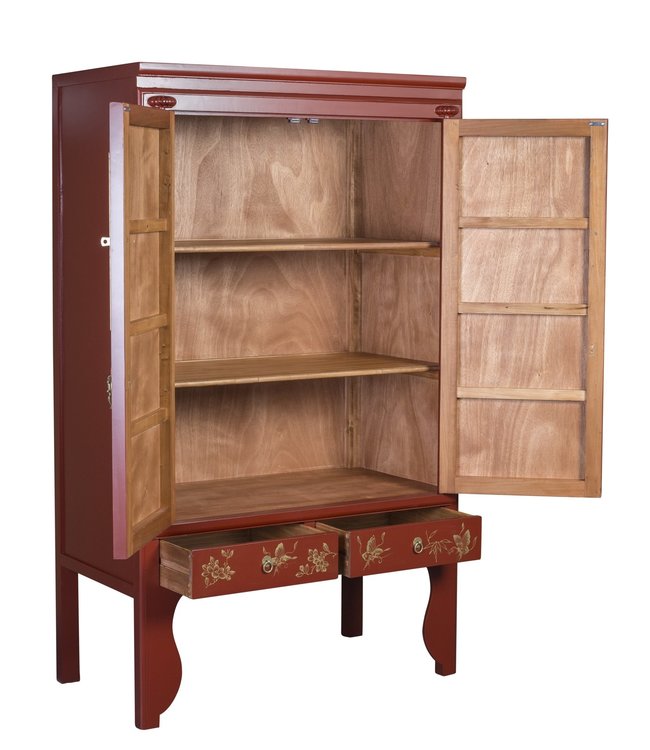 Chinesischer Hochzeitsschrank Rot - Orientique Collection B100xT55xH175cm