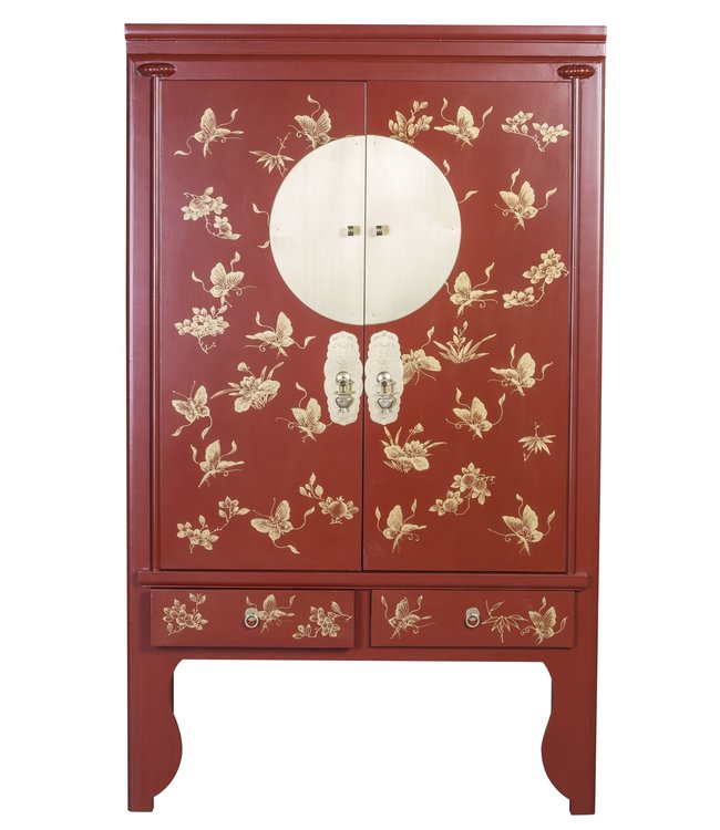 Chinesischer Hochzeitsschrank Rot - Orientique Collection B100xT55xH175cm