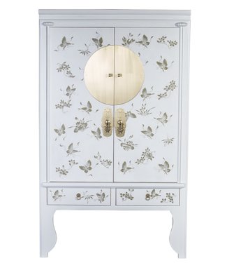 Fine Asianliving Chinese Wedding Cabinet White - Orientique Collection W100xD55xH175cm