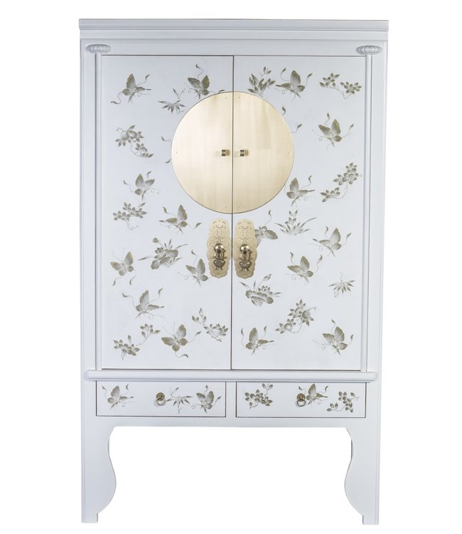 Chinese Wedding Cabinet White - Orientique Collection W100xD55xH175cm